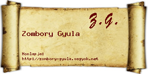 Zombory Gyula névjegykártya